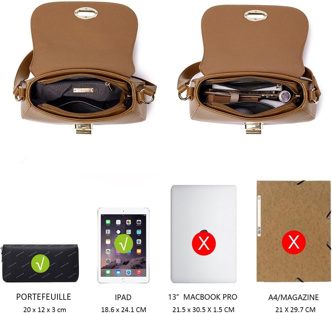 Thumbnail 4 de David Jones sac bandoulière femme en simili cuir PU marron cognac avec rabat et fermeture à tourniquet