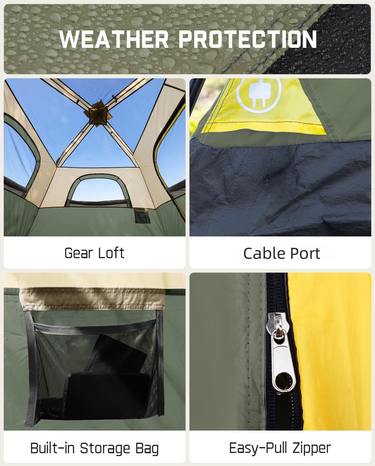 Thumbnail 3 de FanttikOutdoor Instant Cabin Camping Tent (4/6/8/10 Person) — 60-Second Setup, Rainfly & Windproof, Navy Blue