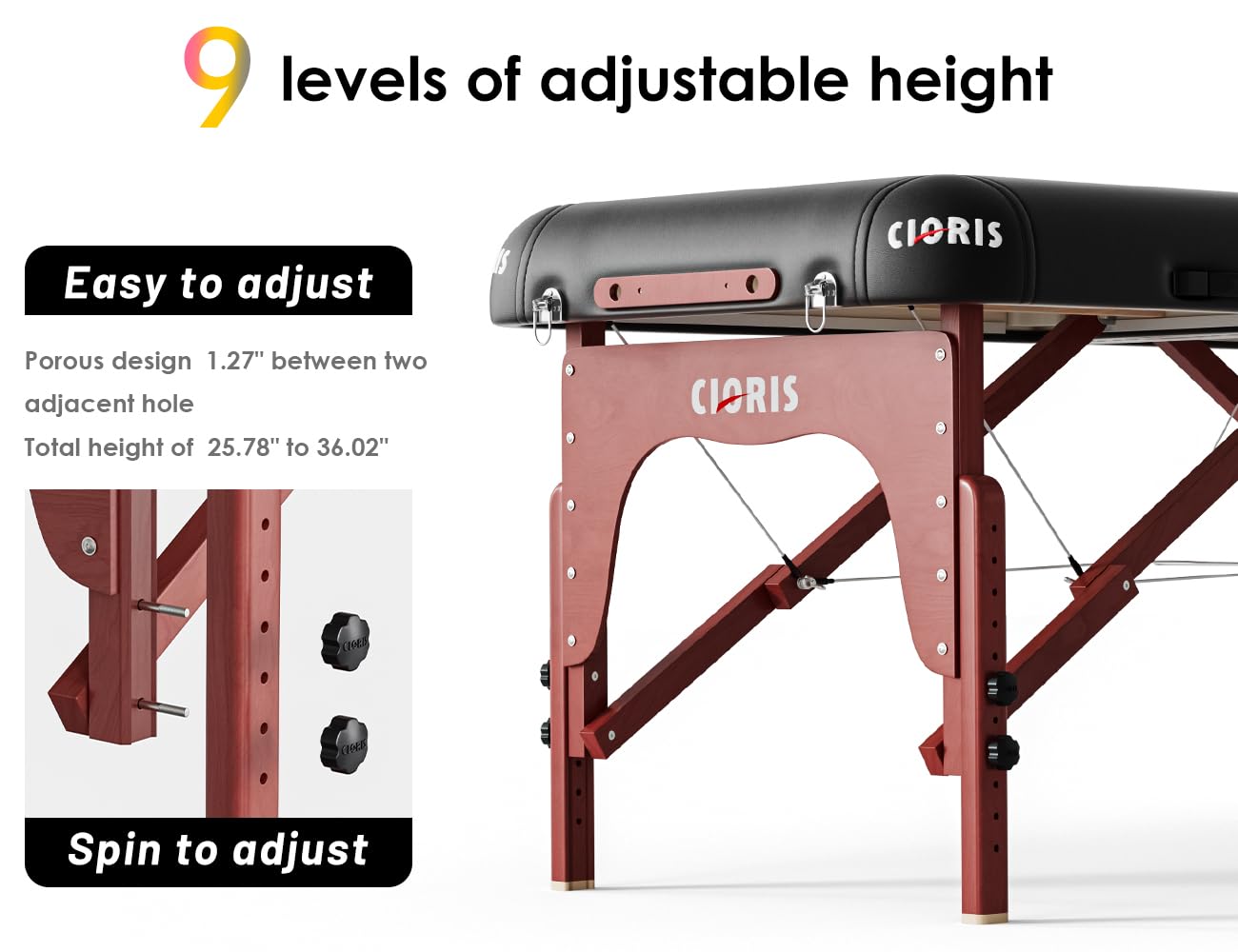 Detalle 2 de CLORIS 84" Luxury Massage Table 1500 lbs capacity