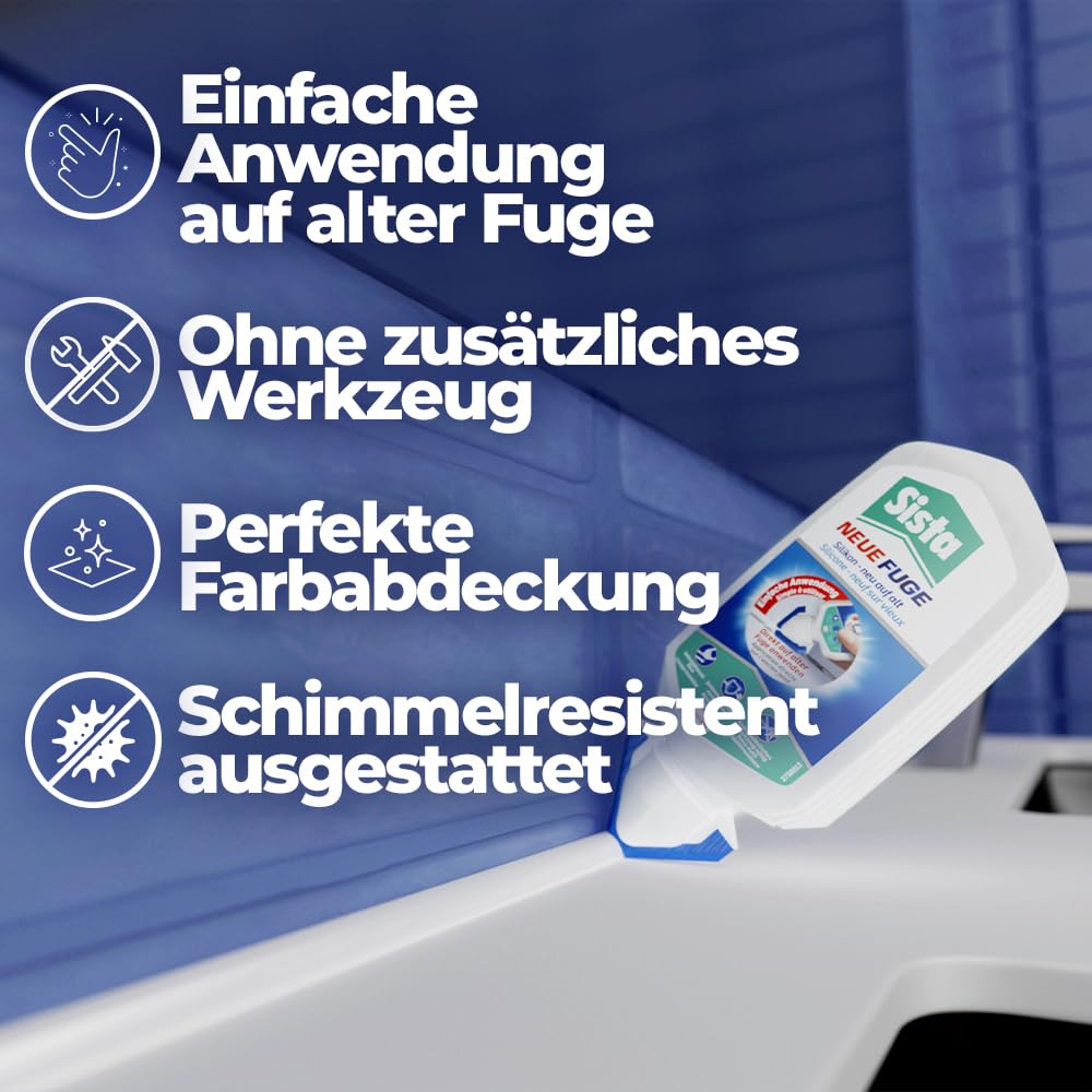 Thumbnail 3 de Sista Pattex NEUE FUGE – Weiße Silikon-Dichtmasse, 1x80 ml, schimmelresistent