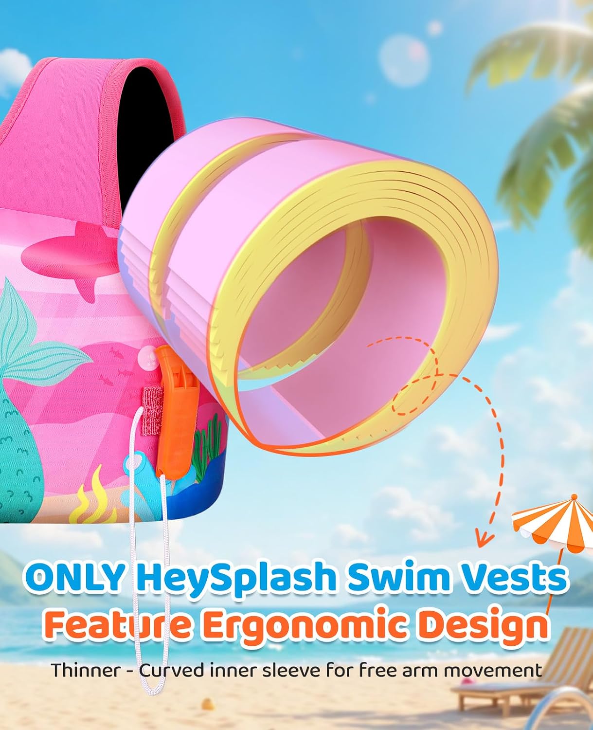 Detalle 2 de HeySplash SV-YJD-B Toddler Swim Vest with Adjustable Straps and Foam Buoyancy