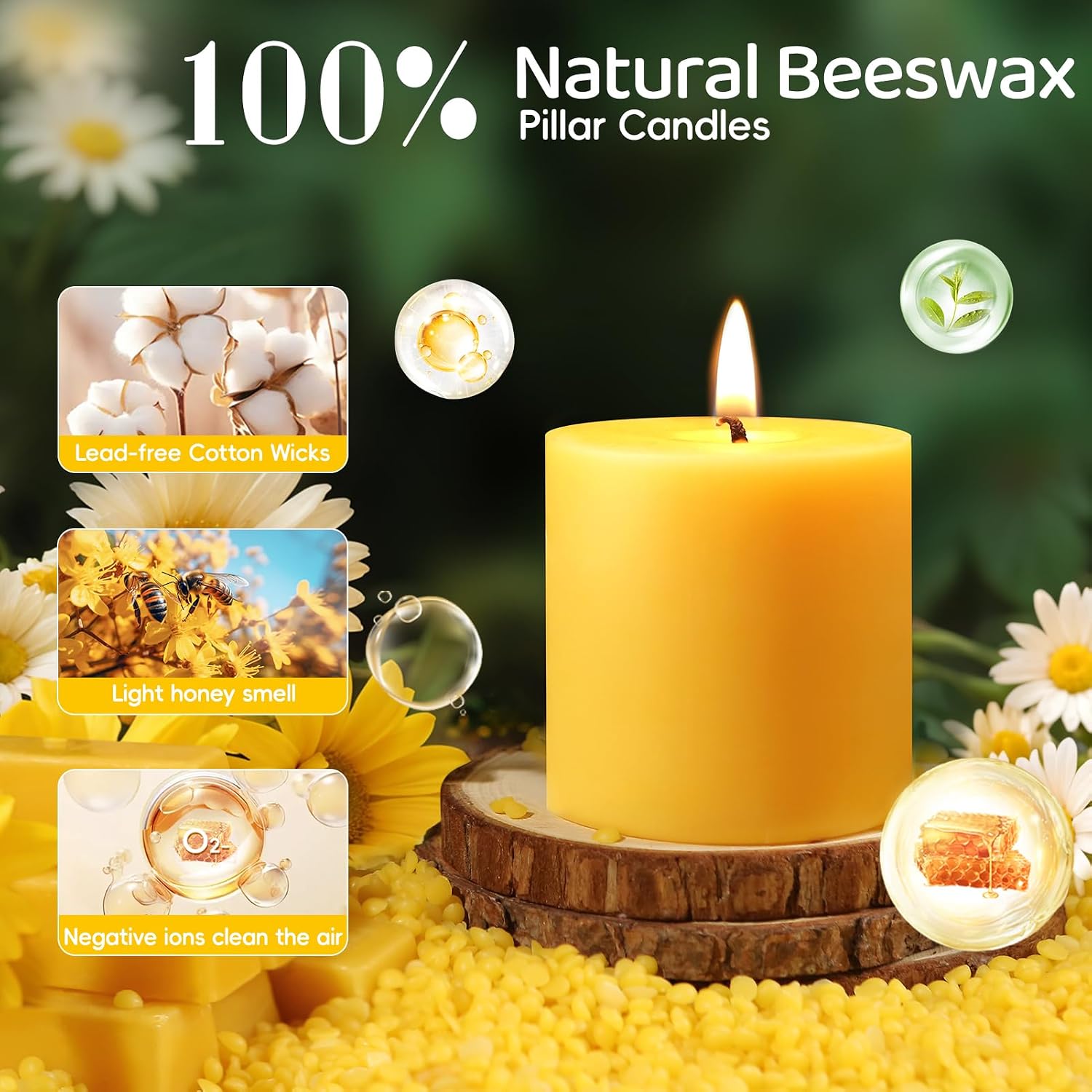 Detalle 2 de Beeswax Pillar Candles, 2.8 x 3 Inch