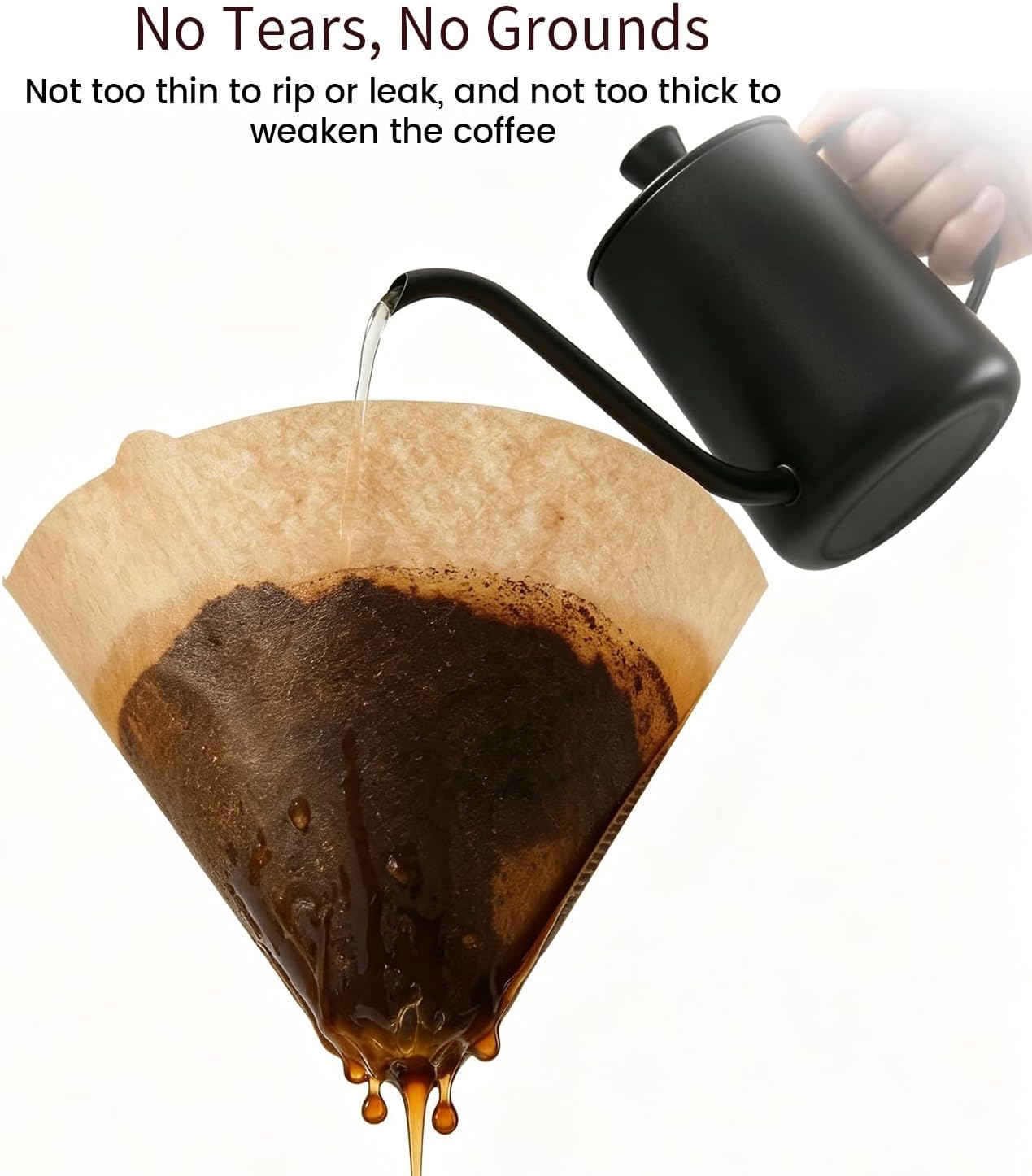 Detalle de Clinuse Cone Coffee Filters #2 (02) — 200 Count, Unbleached, 2–4 Cup Cone Filters