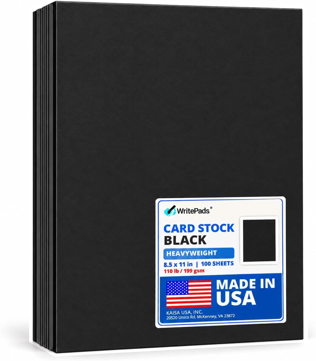 Detalle de KAISA KSU-73835 Black Cardstock, 110 lb, 199 gsm, 8.5 x 11 in, 100 Sheets