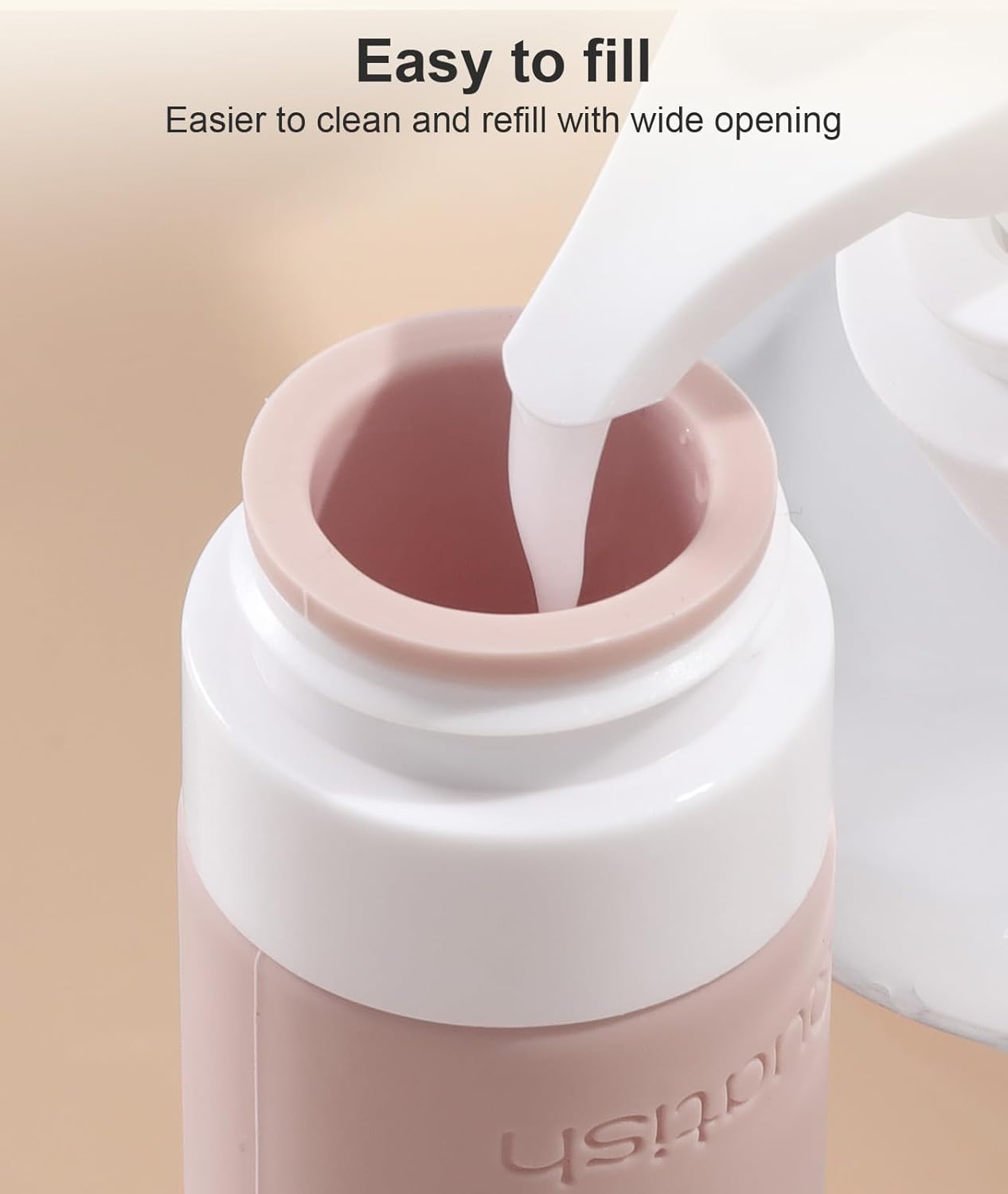Detalle 2 de Quatish Reiseflaschen Zum Befüllen 90ml Set – 4er Pack, TSA genehmigt, wiederverwendbar, Aprikose