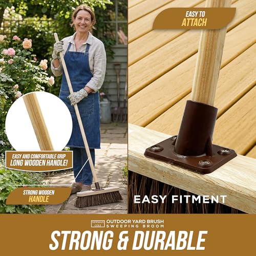 Detalle de Newman and Cole 12” Yard Brush Heavy Duty Outdoor Garden Broom