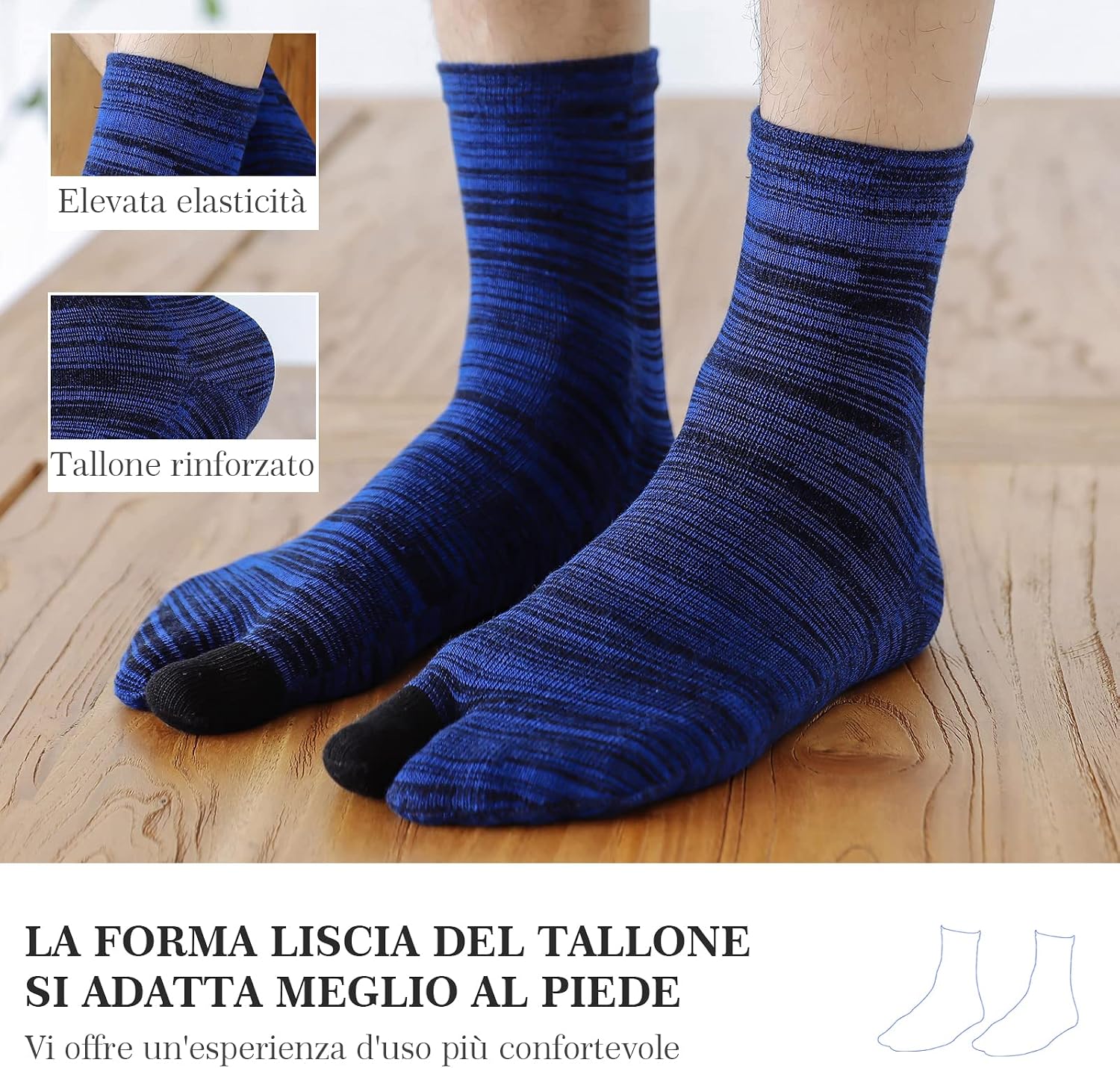 Detalle 2 de PUTUO Calzini Giapponesi Infradito uomo 5 paia 40-45