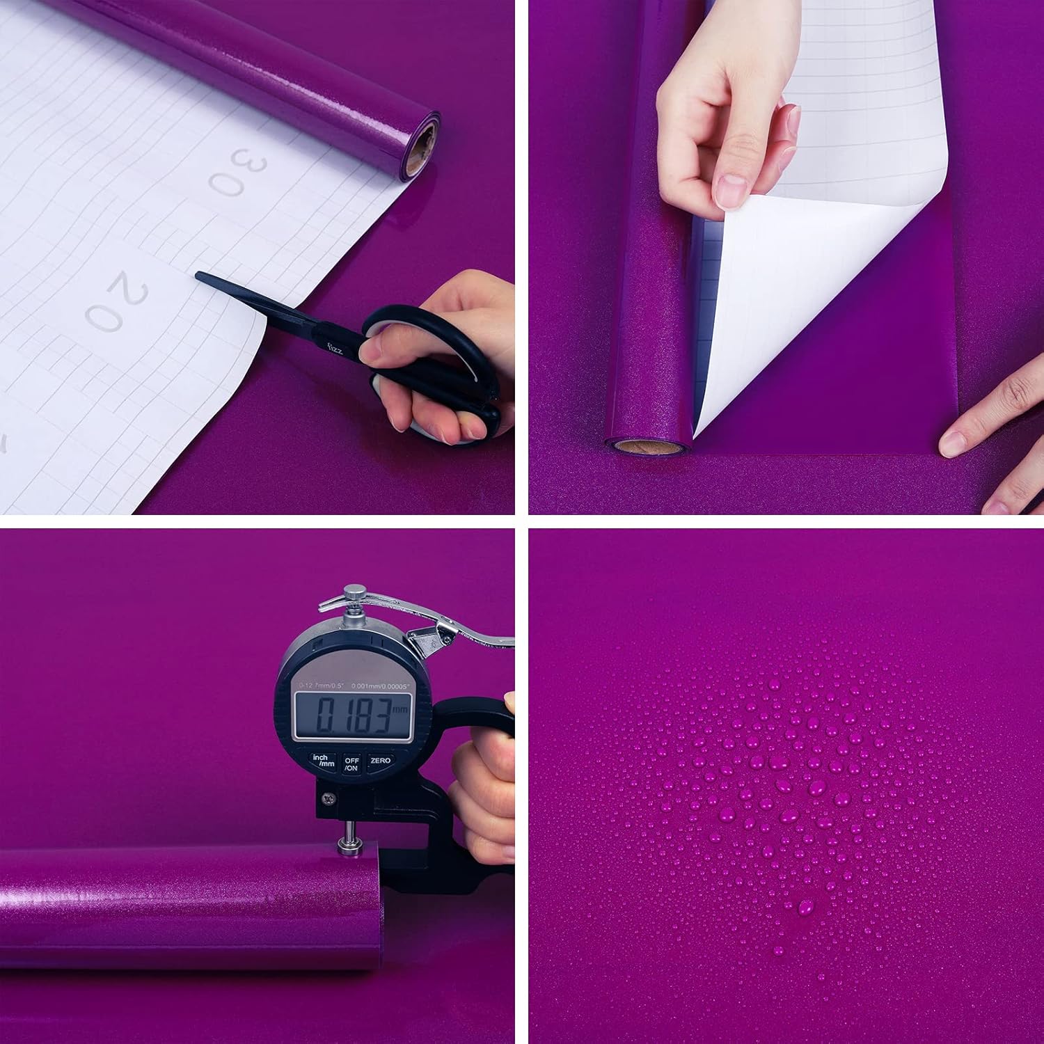 Thumbnail 1 de Hode Papier Adhesif pour Meuble Violet Brillant 40x300 cm – Vinyle autocollant ultra-brillant pour meubles et murs