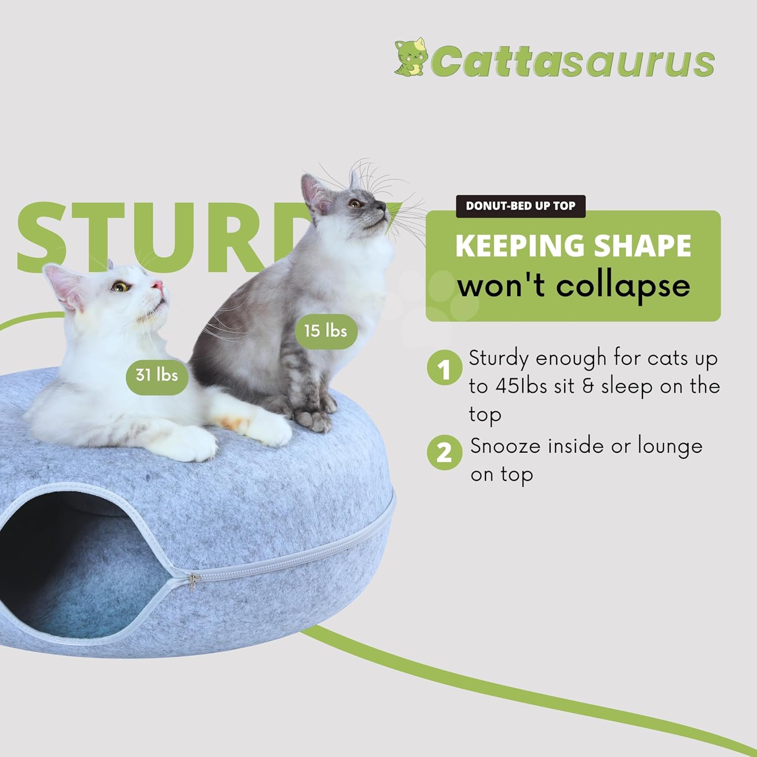 Thumbnail 2 de Cattasaurus Peekaboo Cat Cave Donut
