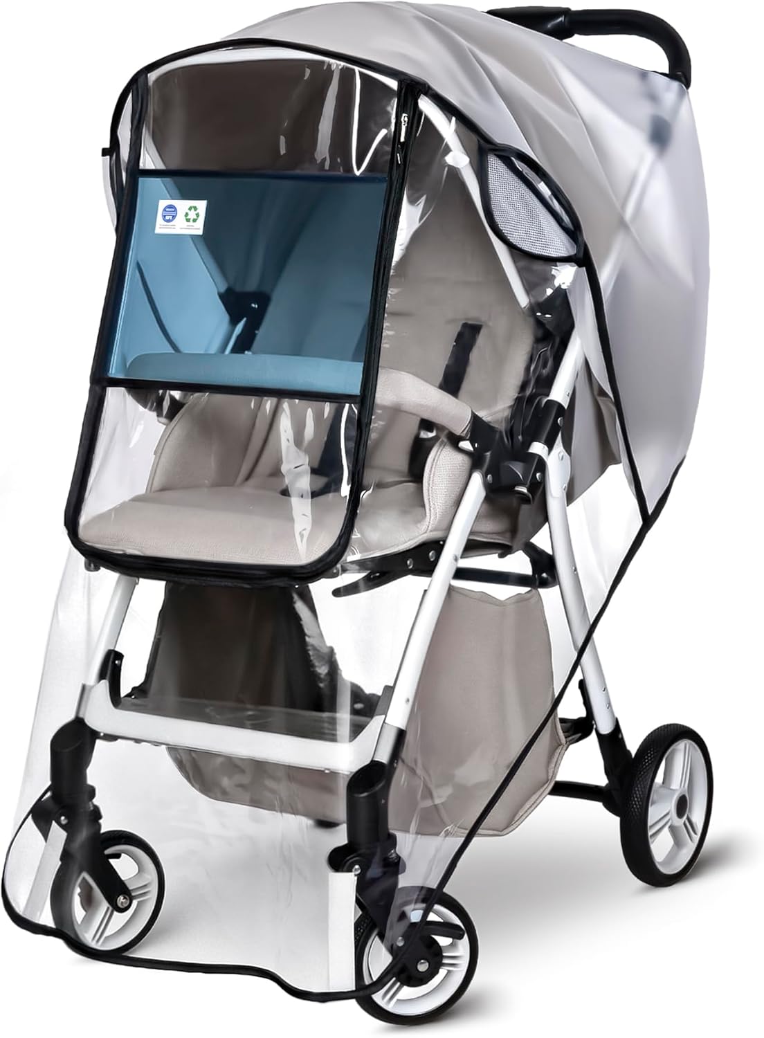 Bemece Universal Rain Cover for Pushchair Stroller Pram – All‑Round Weather Shield (L)