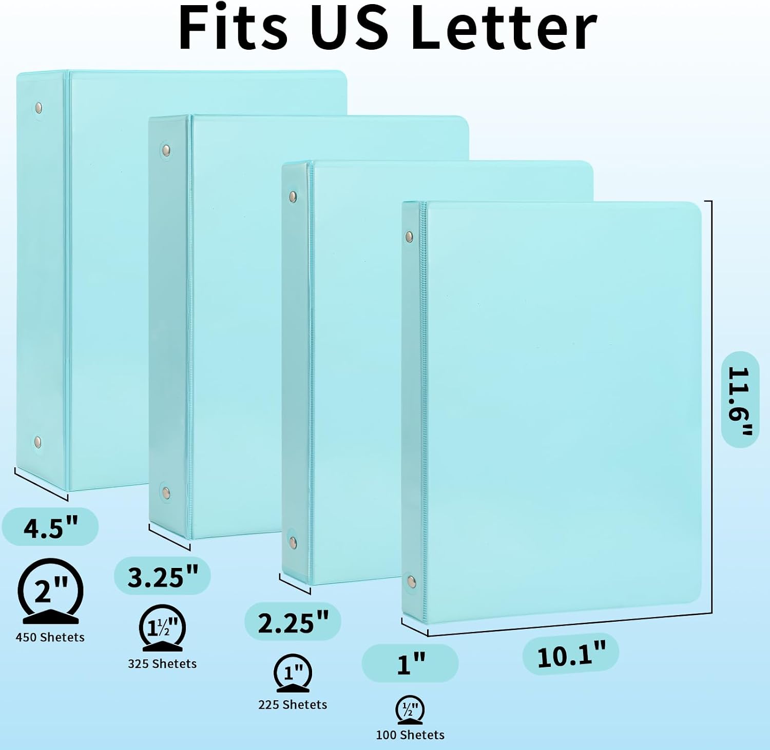 Detalle 2 de XHSHENG 123 Letter-Size 3-Ring Binders, 1-Inch O-Rings, 6-Color Pack