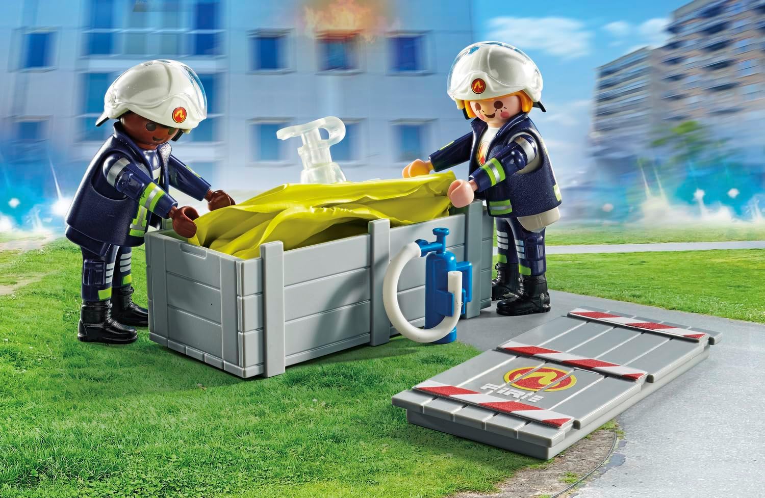 Detalle de PLAYMOBIL Action Heroes 71465 Materasso di Salvataggio dei Pompieri