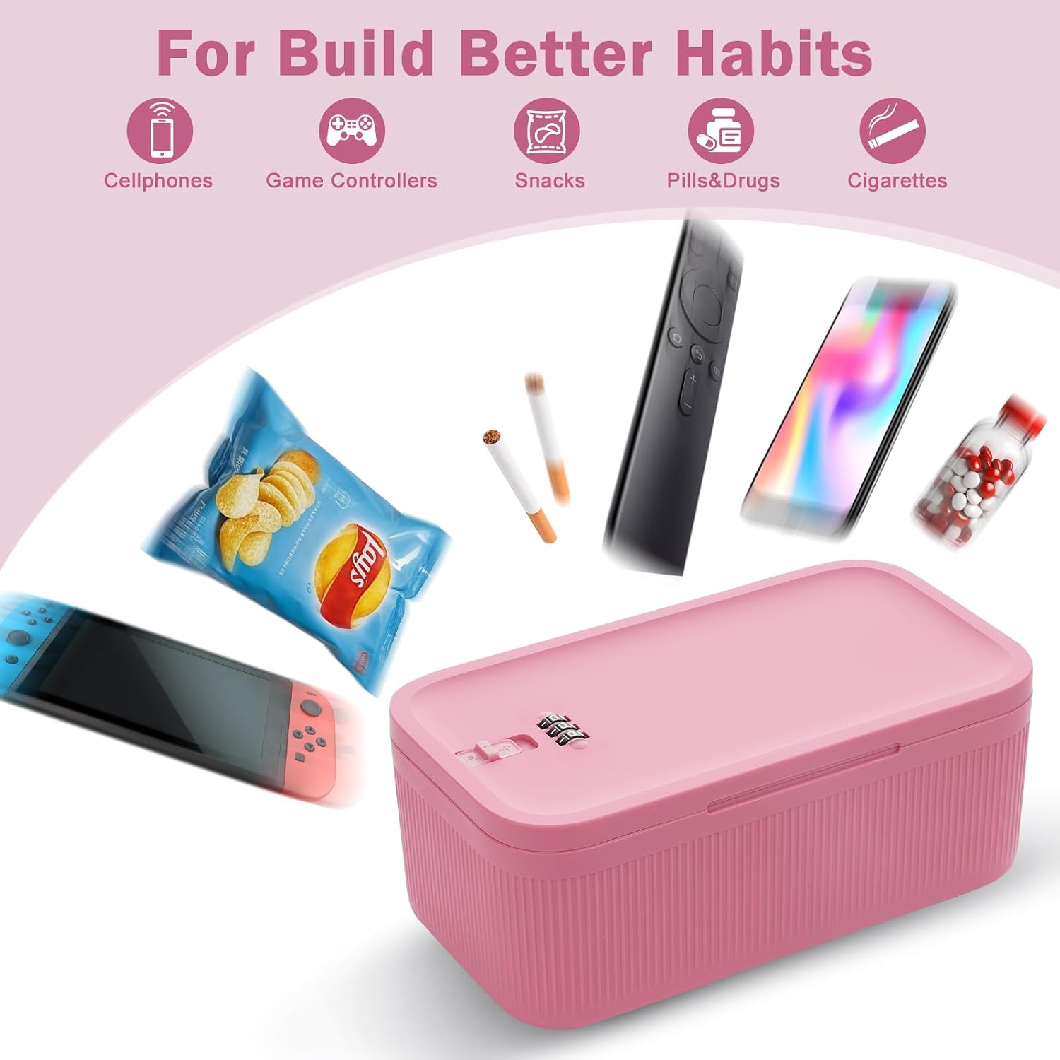 Detalle de Small Lockable Storage Box with Combination Code (Secure Medicine Safe, Phone Jail & Snack Box) – 23.5 x 12.8 x 9.2cm
