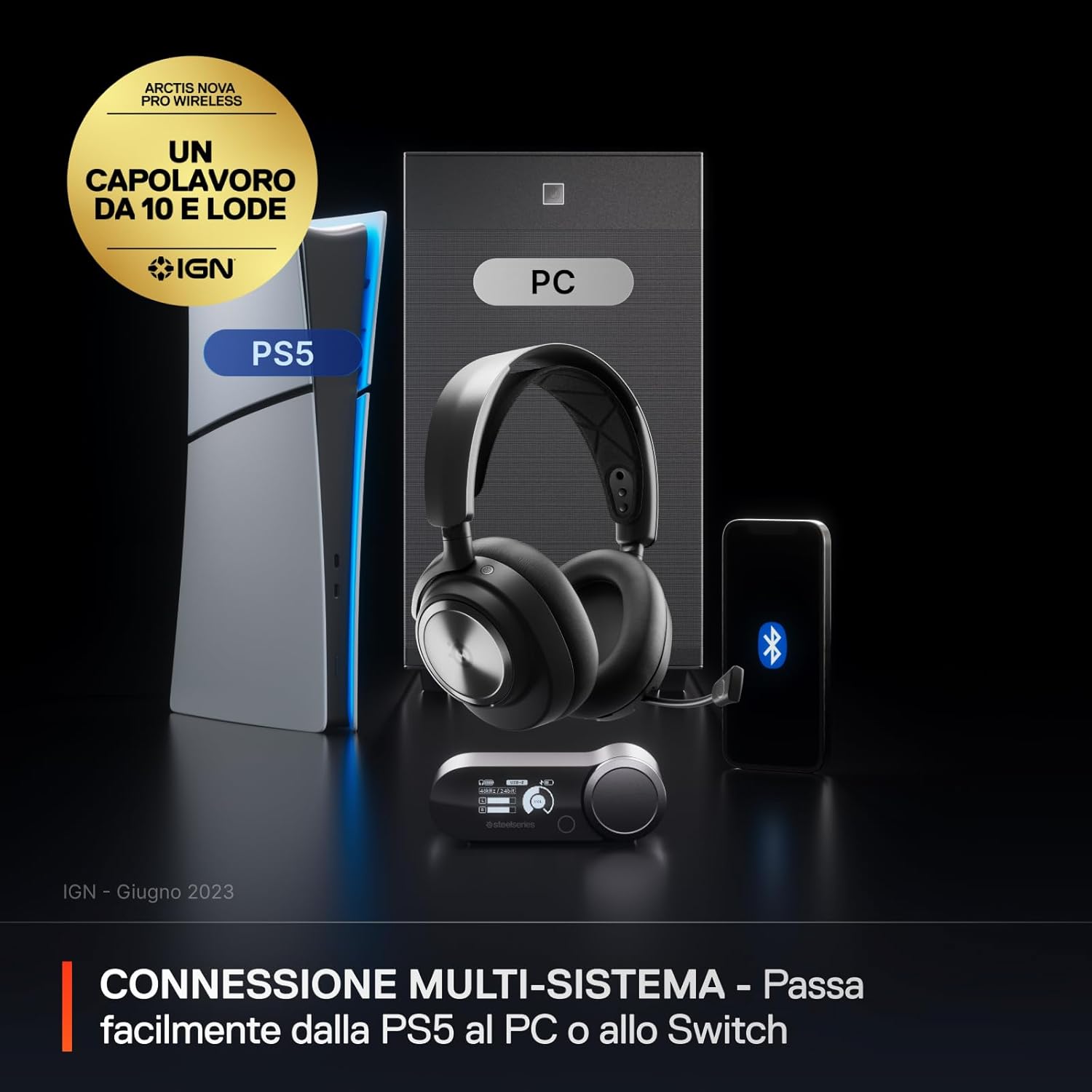 Thumbnail 1 de SteelSeries Arctis Nova Pro Wireless: cuffie gaming wireless multi-sistema con cancellazione attiva del rumore