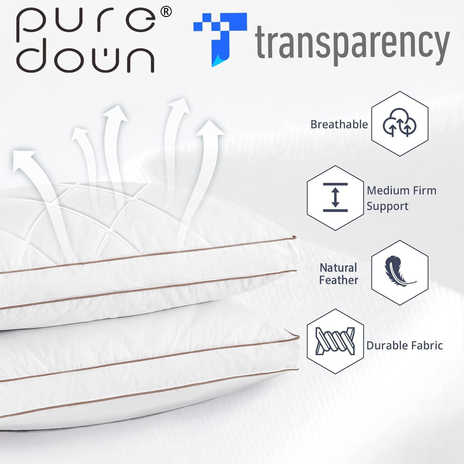 Thumbnail 1 de Puredown Goose Feather Pillows, Queen Size