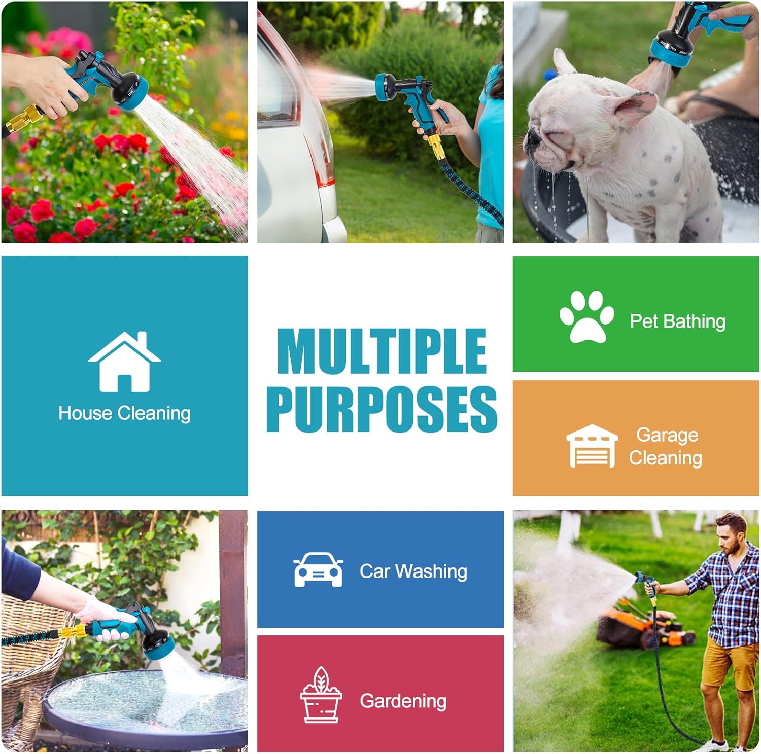 Thumbnail 6 de Expandable Garden Hose Pipe (50ft) with 8-Function Sprayer, Leak-Proof No-Kink Flexible Hose