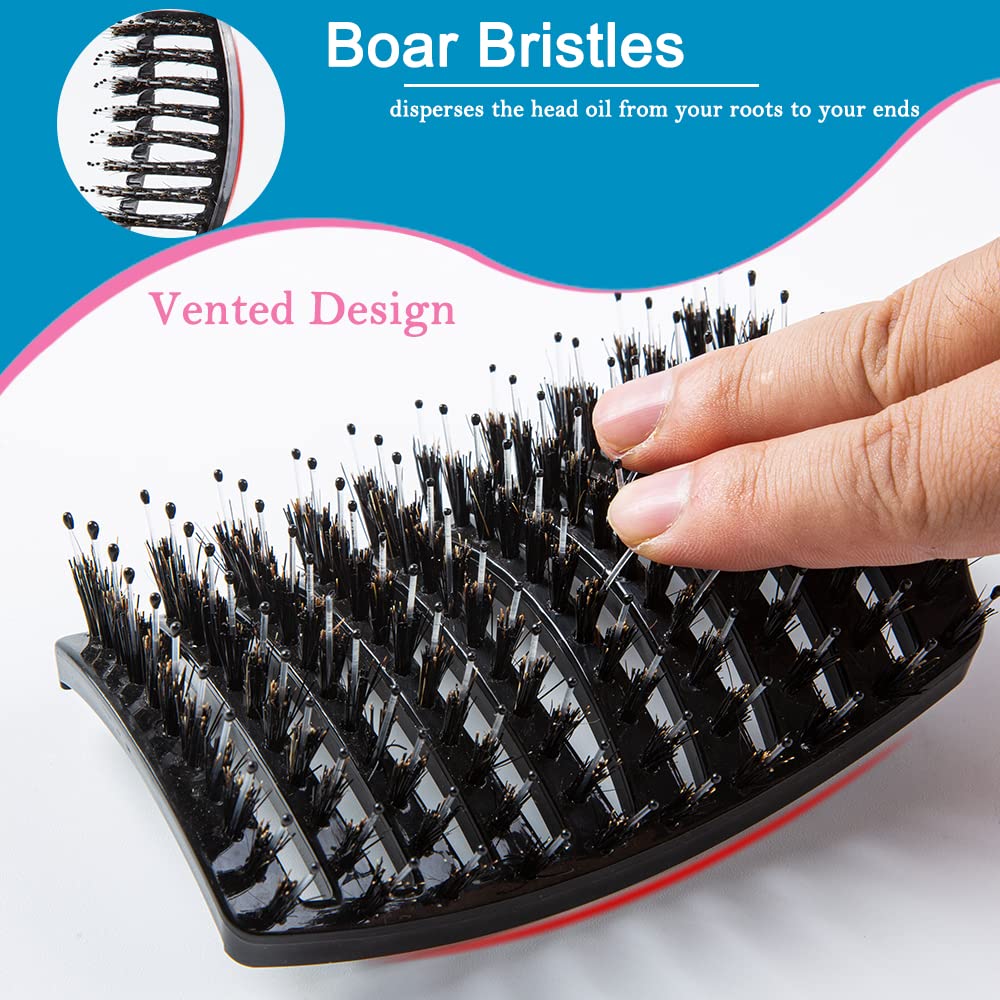 Detalle 2 de TaiBest Boar Bristle Hair Brush Set, Vented Wet/Dry Detanglers