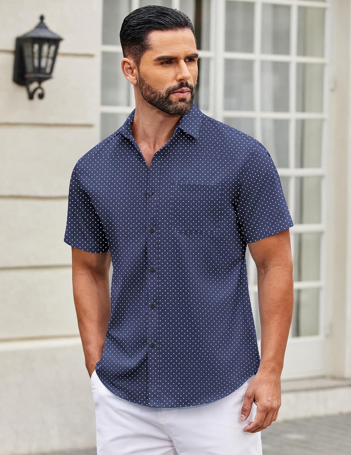 Detalle 2 de COOFANDY Men's Casual Shirt, Short Sleeve