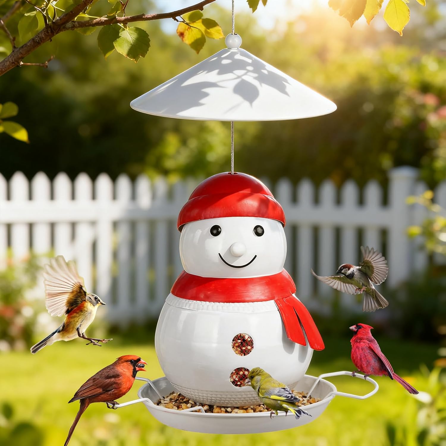 Thumbnail 6 de Bird Feeder for Outdoors: Snowman Metal Seed Feeder for Small Birds