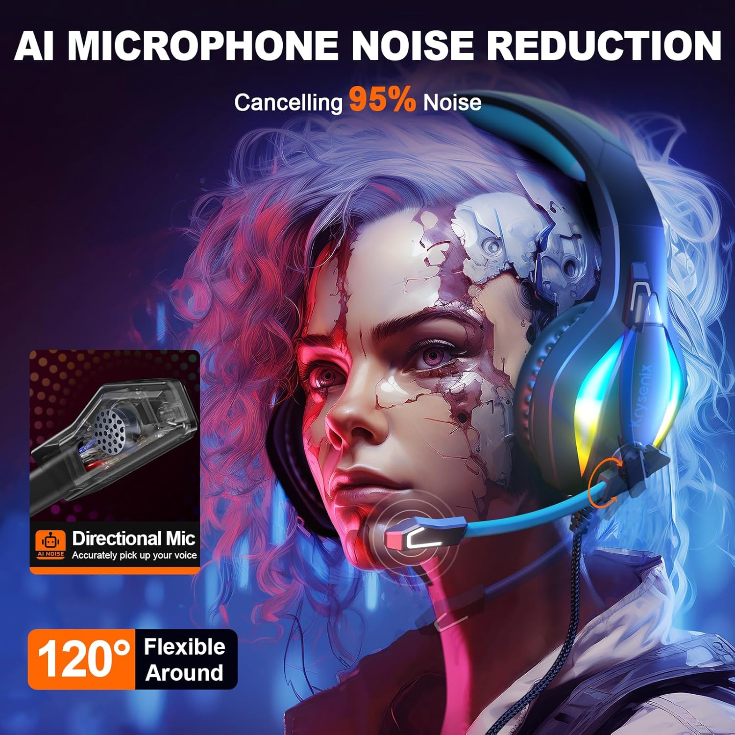Thumbnail 2 de Krysenix PG1 RGB gaming headset with mic