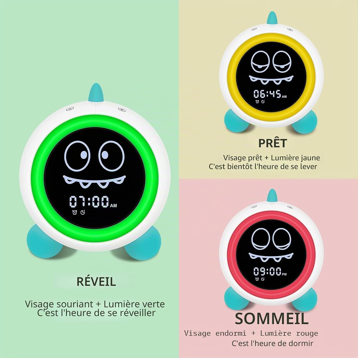 Detalle de H-chin Réveil pour Enfants — Entraîneur de Sommeil avec Veilleuse et Son pour un Sommeil plus Doux