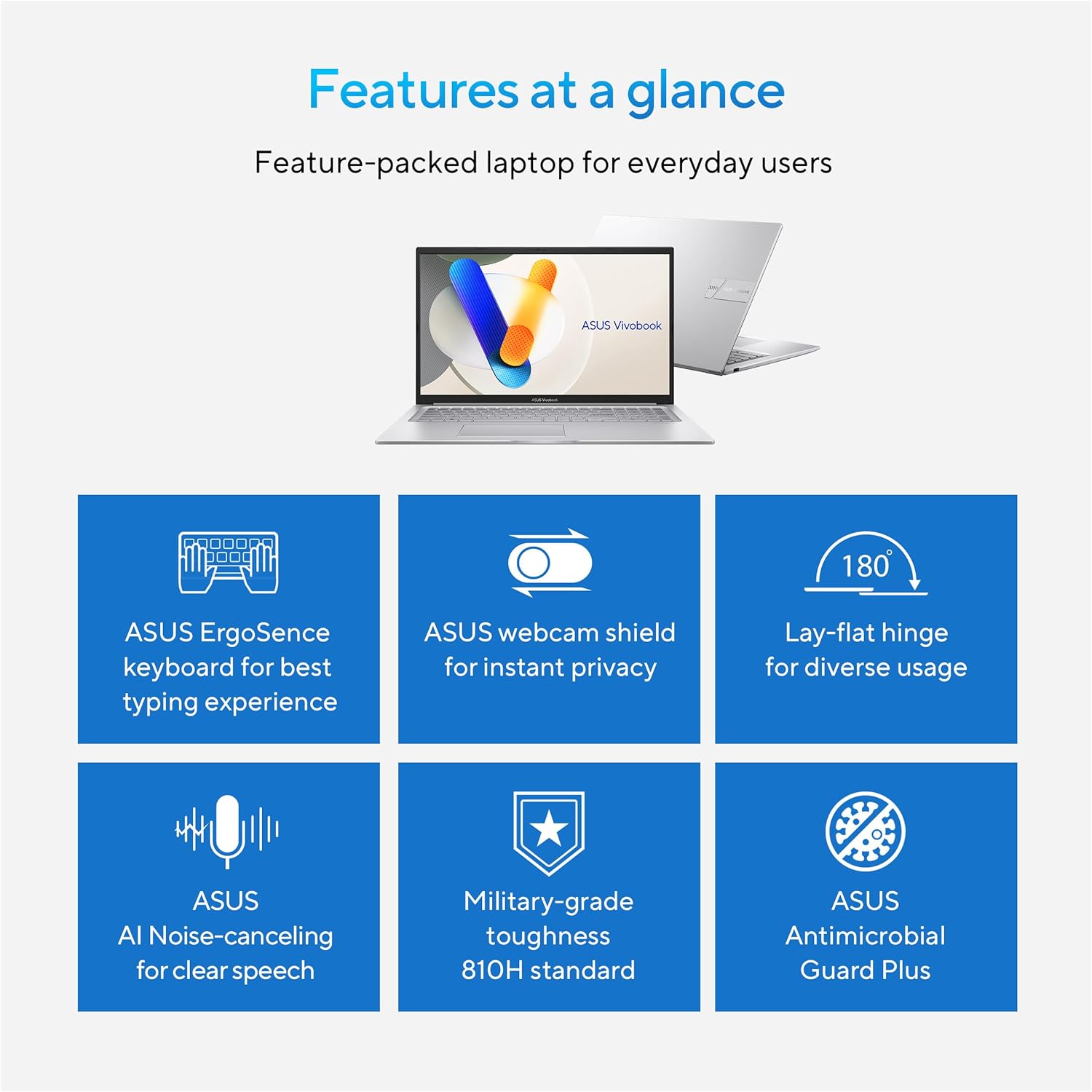 Detalle de ASUS Vivobook 17 Laptop (F1704VAP-ES77) – 17.3” FHD, Intel Core 7 150U, 16GB RAM, 1TB SSD, Windows 11 Home