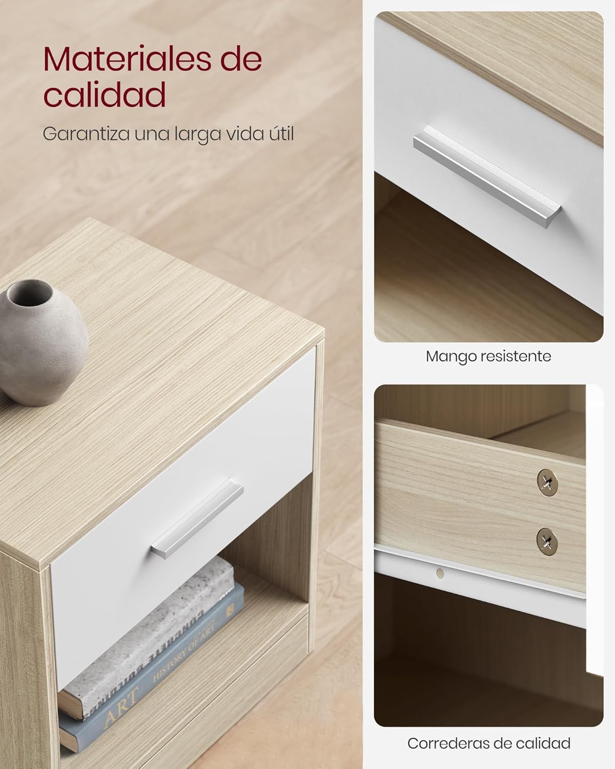 Detalle 2 de VASAGLE LET819T67 mesitas de noche 28x39x41 cm
