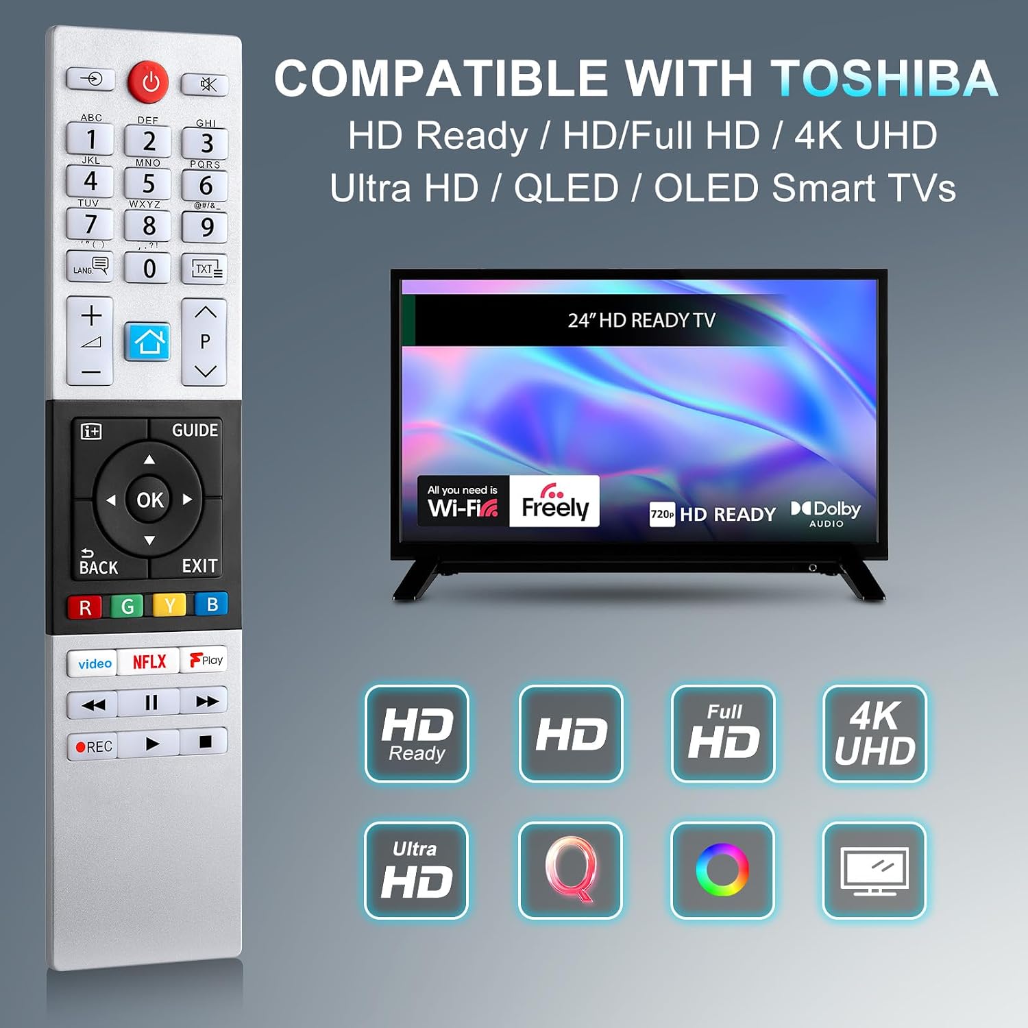 Thumbnail 2 de CT-8541 Toshiba TV Remote Control – Universal Replacement for CT-8527, CT-8533, CT-8543, CT-8561, CT-8567, CT-8568