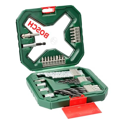 Bosch Set da 34 Pezzi X-Line Classic: punte e bit in titanio per legno, pietra e metallo