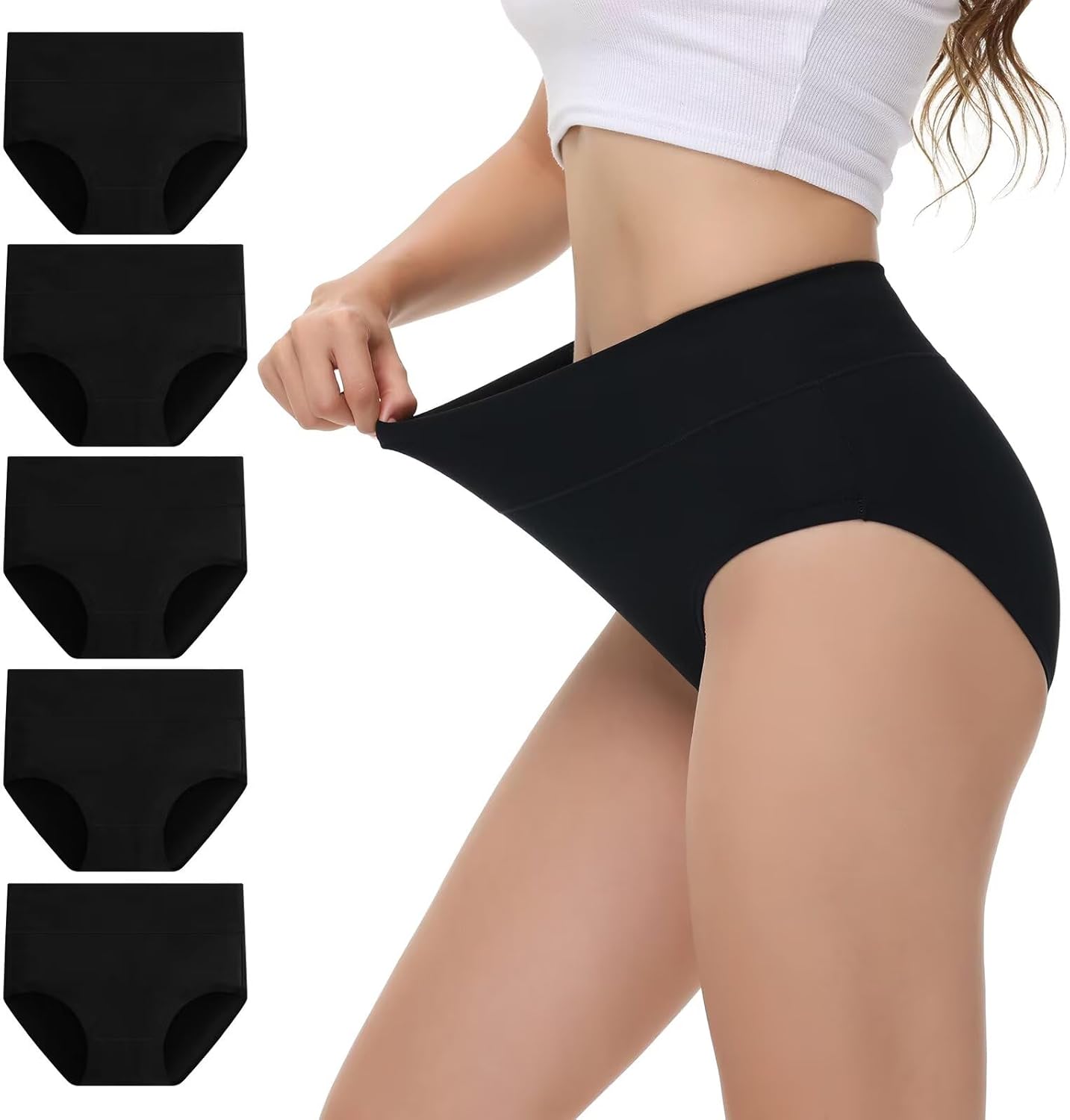 Detalle 2 de NUOZA Damen Unterhosen Baumwolle 5er Pack Hoch tailliert