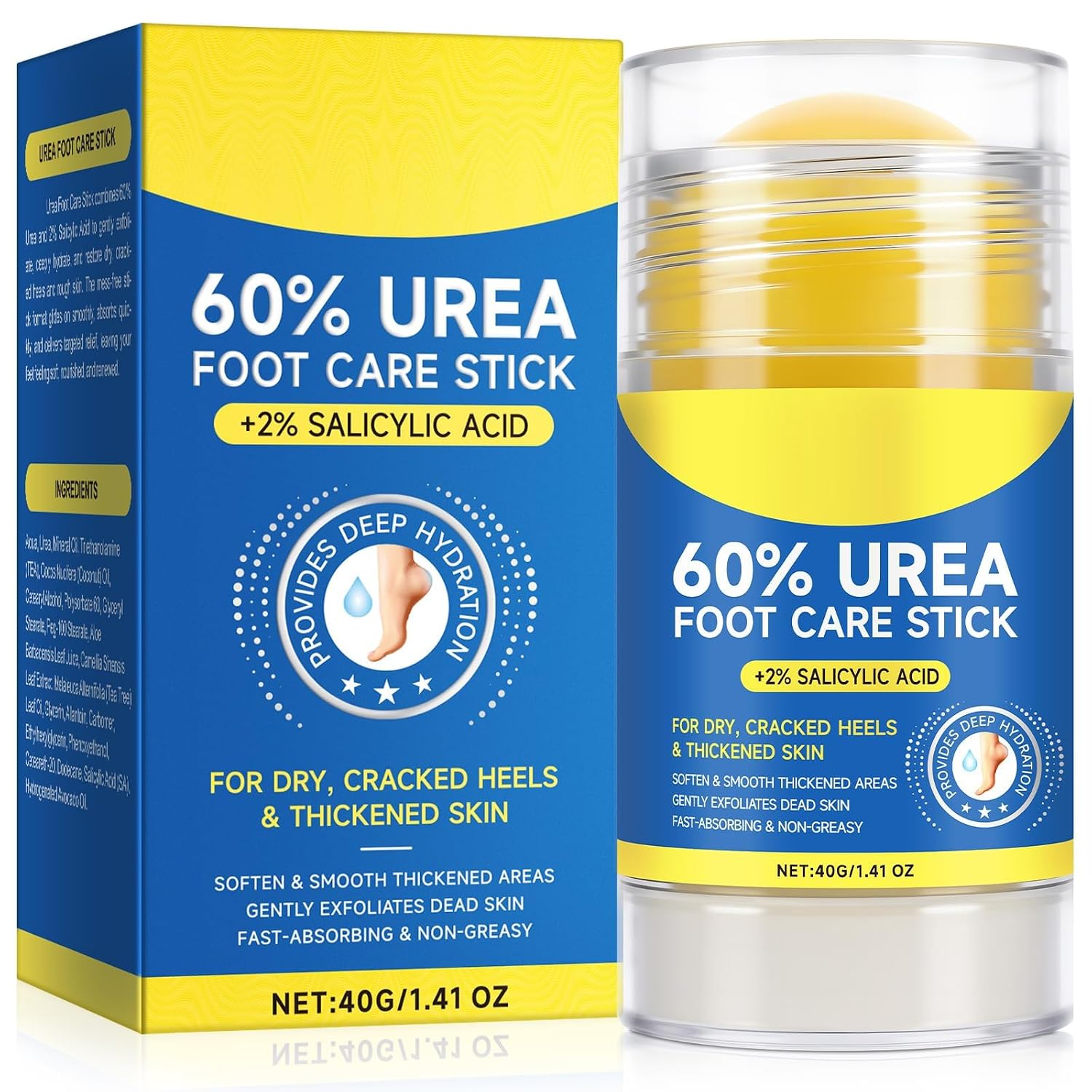 Detalle de 60% Urea Cream Stick + 2% Salicylic Acid: Maximum-Strength Foot and Skin Exfoliating Moisturizer