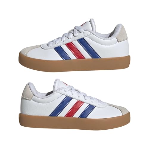 Detalle de adidas Unisex Kinder Vl Court 3.0 Shoes – FTWR White/Team Royal Blue/Better Scarlet