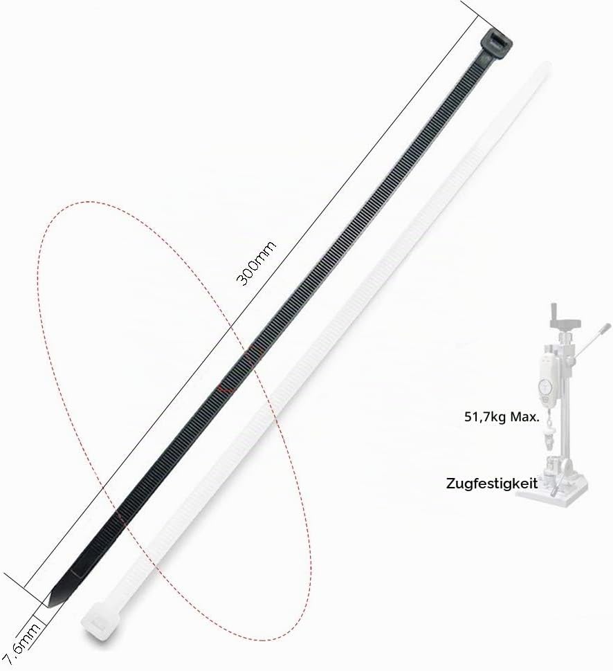 Thumbnail 1 de Beshine Kabelbinder 300 mm x 7,6 mm – 100 Stück, Premiumqualität Nylon UV-beständig, Schwarz