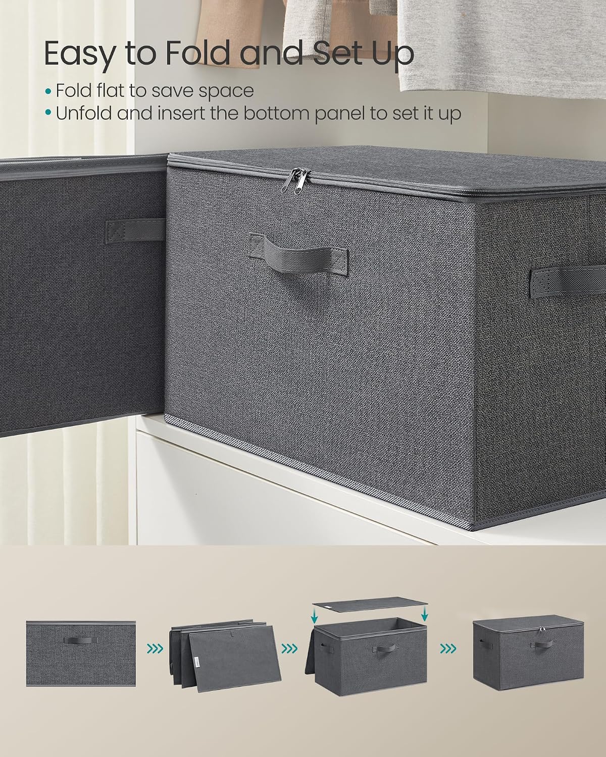 Detalle de SONGMICS TINA RZB050GN03 Storage Boxes, Set of 6, 45L, Slate Grey