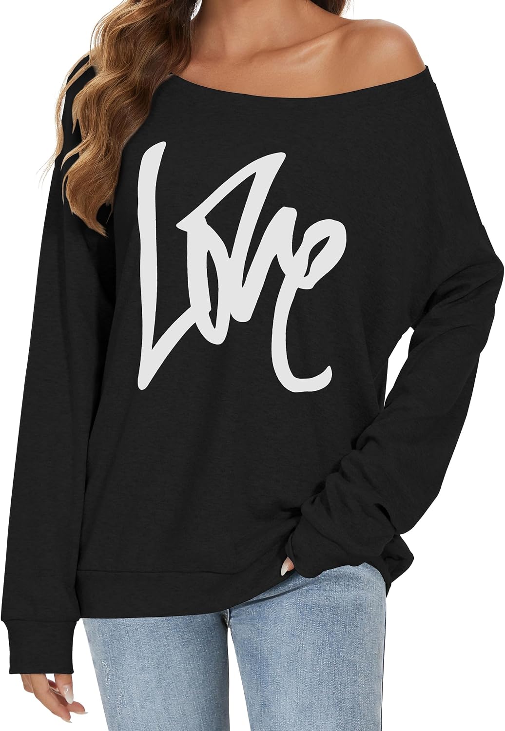 Detalle 2 de florynova Off the Shoulder Sweatshirt loose top