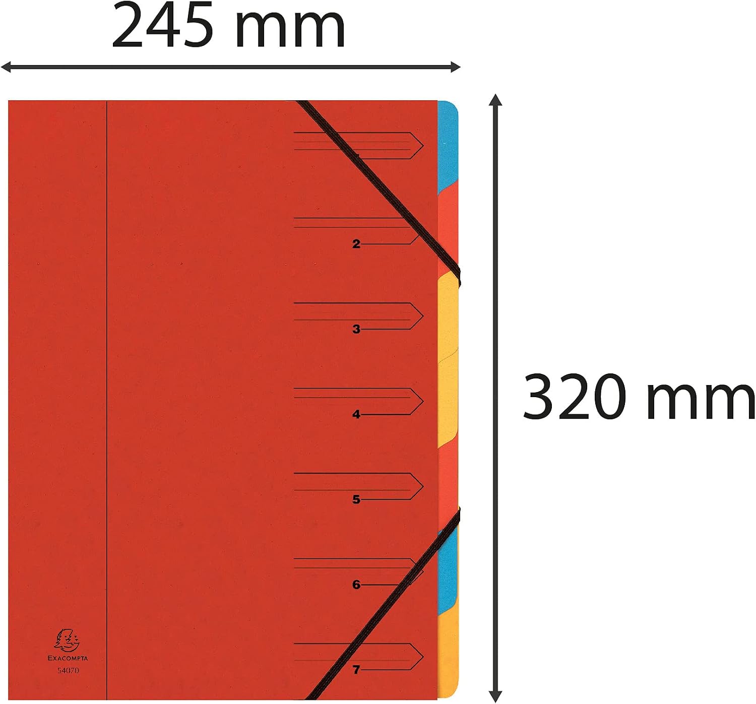 Thumbnail 1 de Exacompta Ref 54075E Stapled Spine Multipart File, A4 (245 x 320mm) with 7 Tabbed Sections – Red Cover
