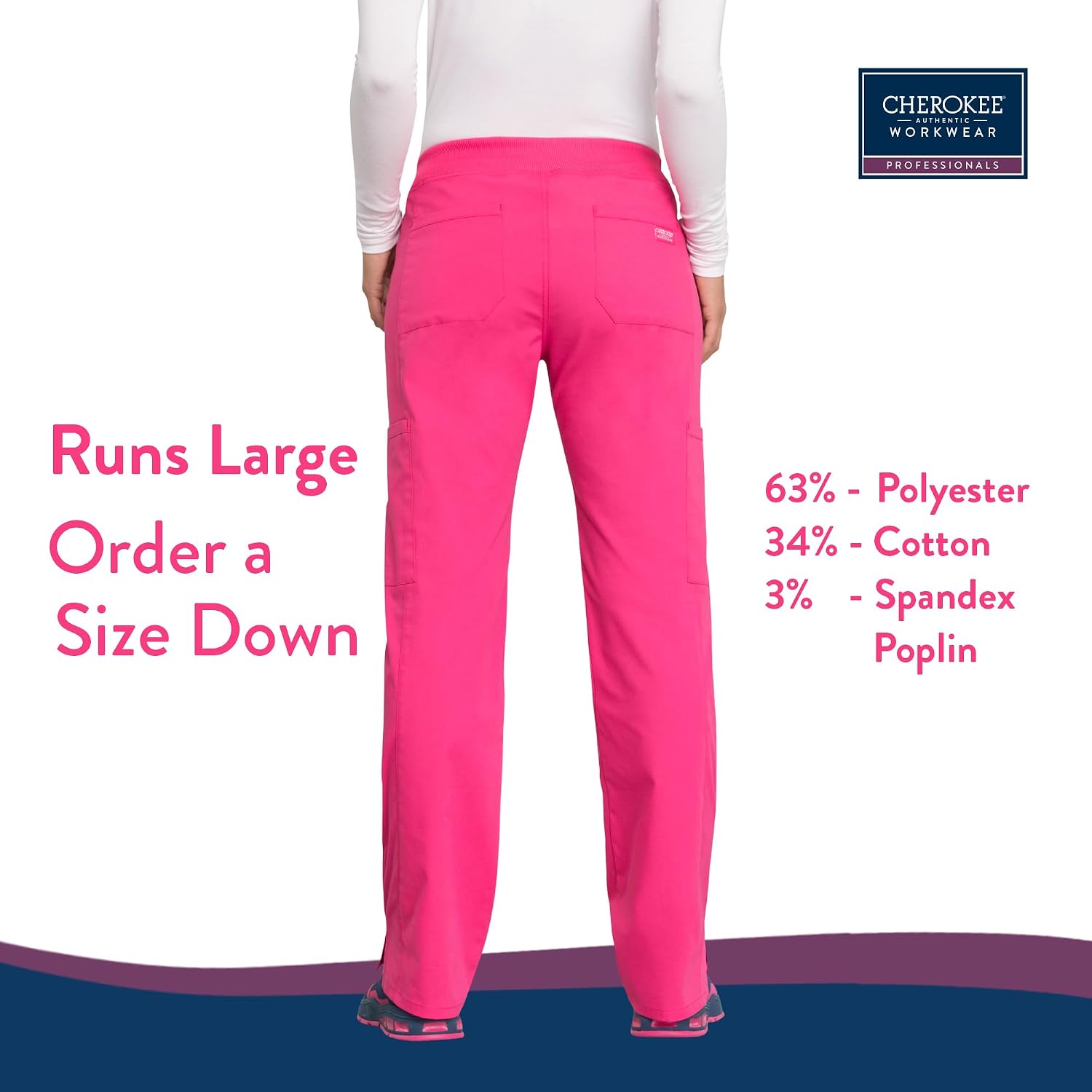 Detalle de Cherokee WW170T Women's Scrub Pants, 2-Way Stretch, Six Pockets