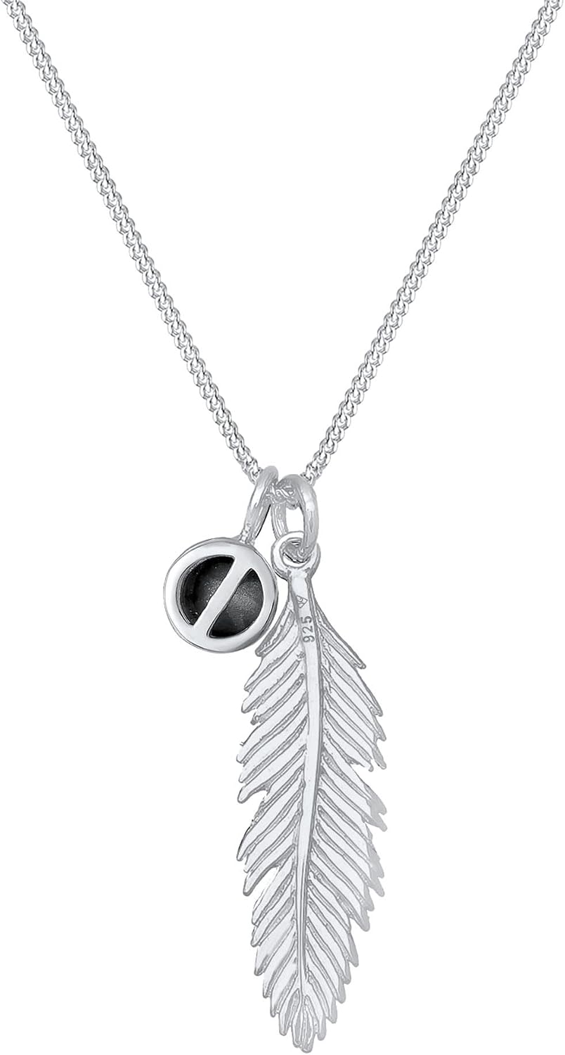 Detalle 2 de Elli Halskette Damen Feder Anhänger Boho – 925 Sterling Silber