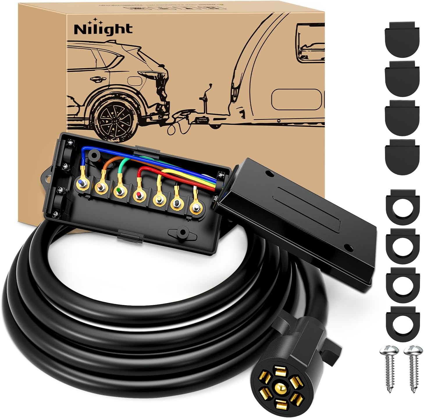 Detalle de Nilight 7-Way Trailer Plug 8ft ๐