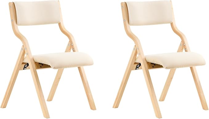 Detalle de SoBuy Pack 2 Sillas Plegables de Madera 🪑 Compactas y Prácticas