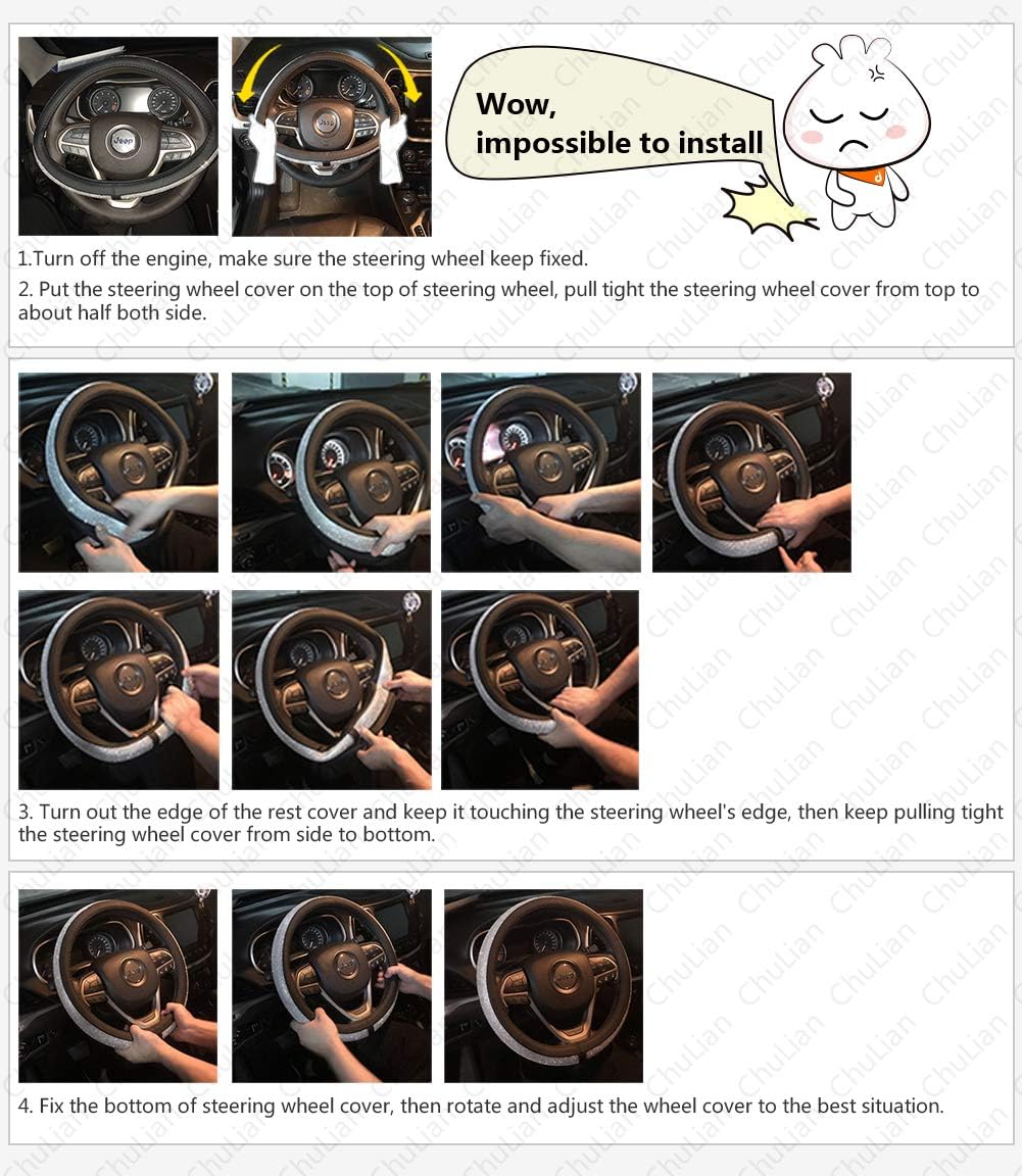 Thumbnail 5 de New Diamond Leather Steering Wheel Cover 15"