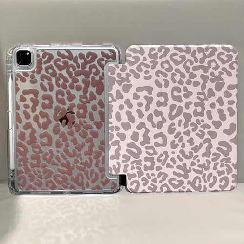 Detalle de Fycyko Étui folio Leopard Rose pour iPad 11e Génération (2025, A16) et iPad 10e Génération (2022) – Motif Léopard, Porte-crayon