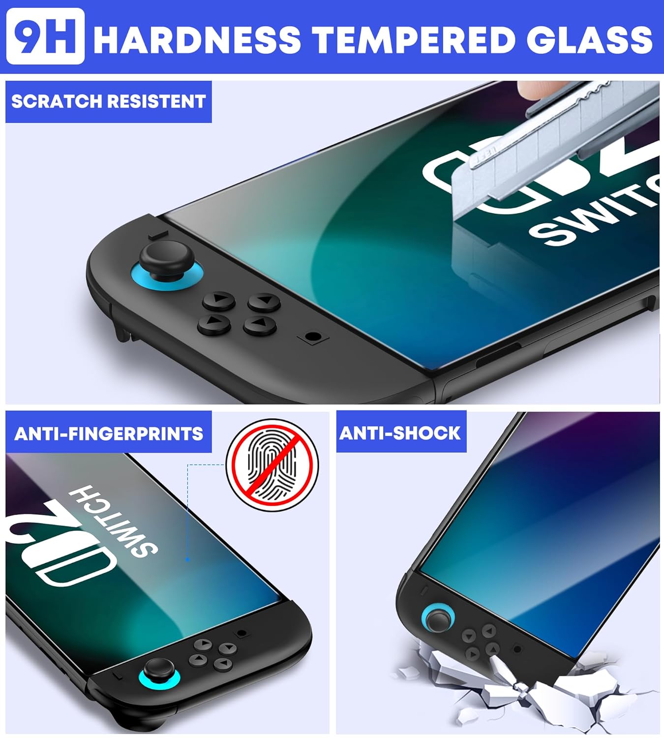 Detalle de HASACOOL Panzerglas für Nintendo Switch 2 – 3er Set mit 9H Härte und Montage-Rahmen