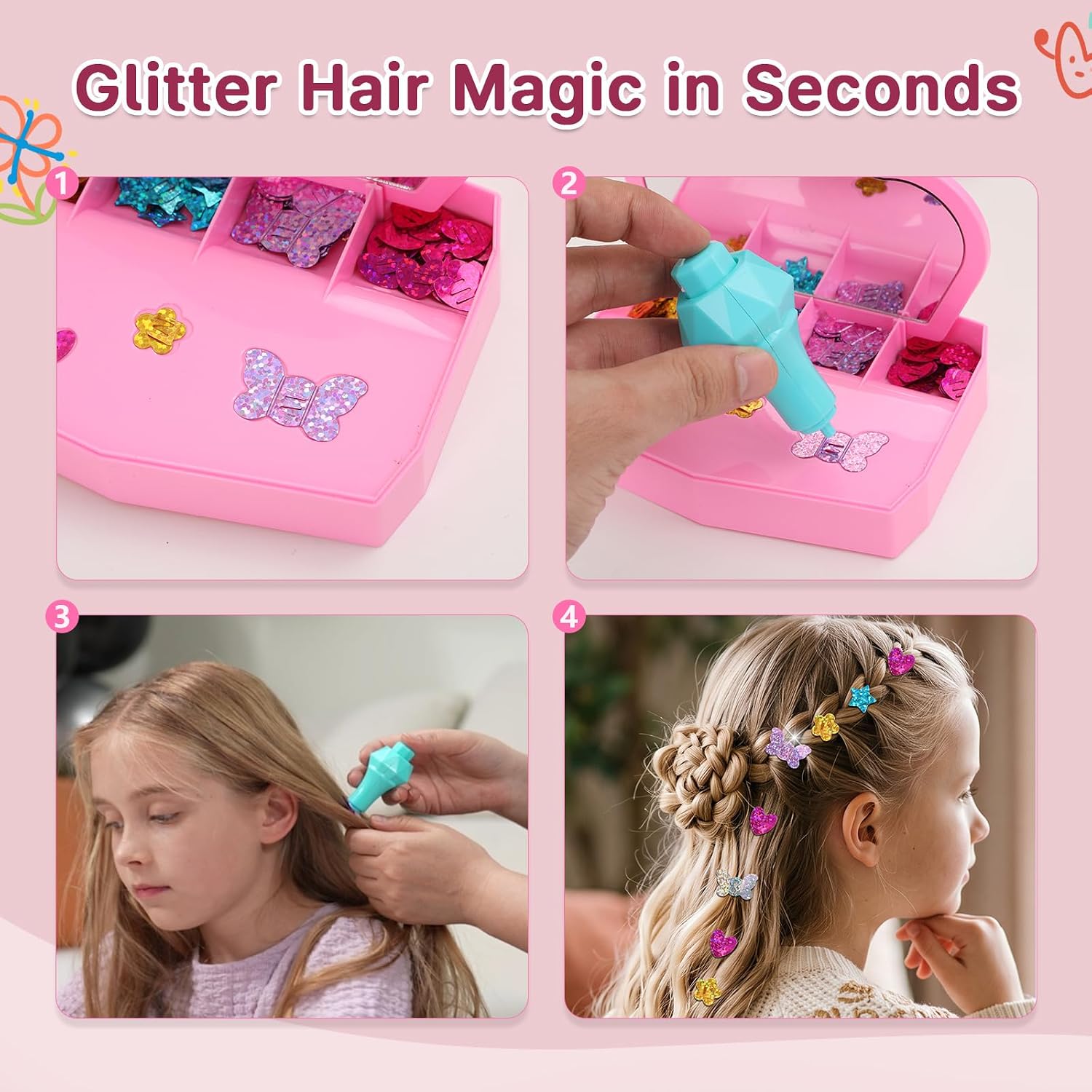 Thumbnail 3 de WooWee Hair Gem Stamper Kit — Sparkling Hair Jewels Styling Tool for Girls (Reusable Glitter Sequins)