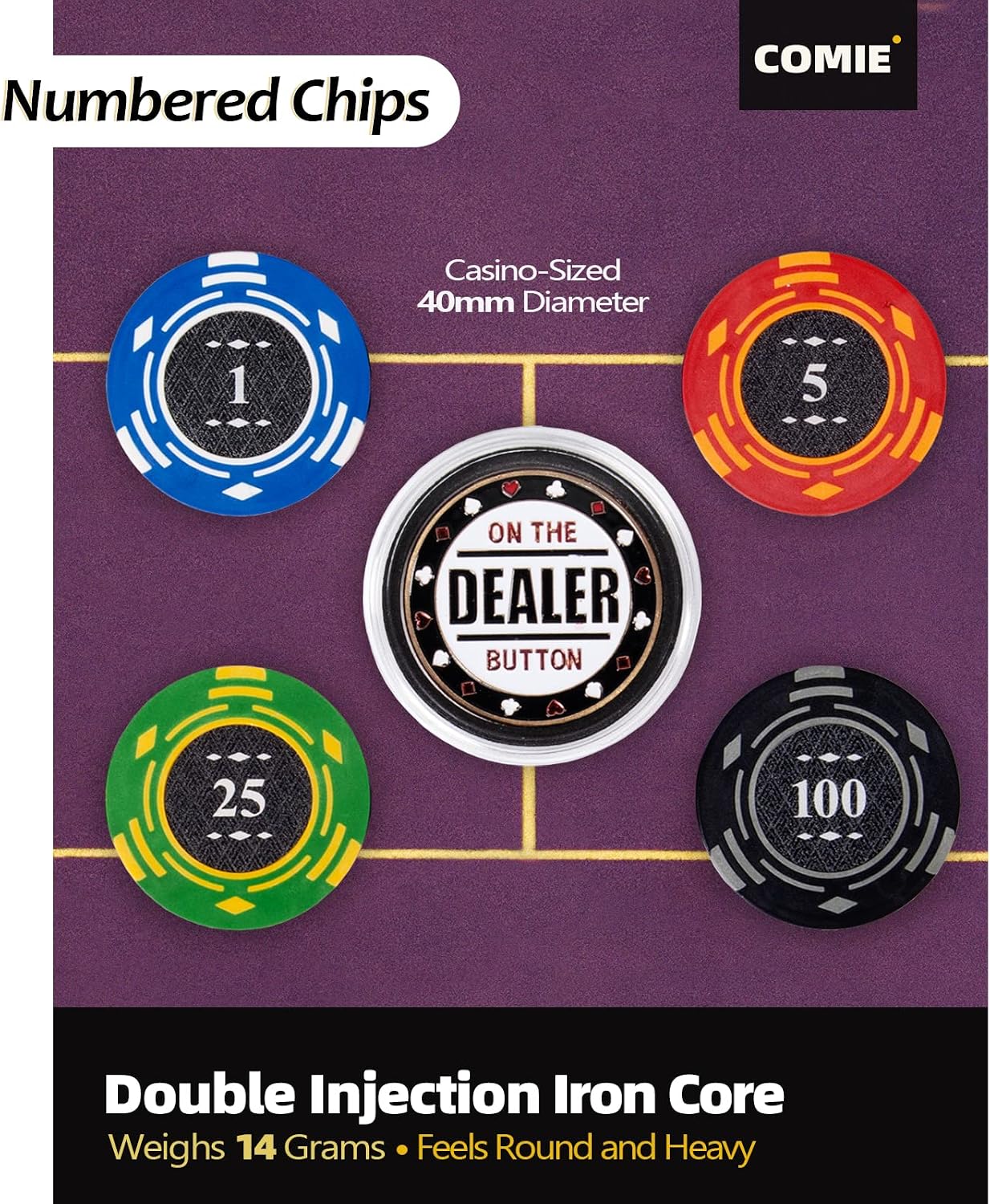 Detalle de Comie Clay Poker Chips 400 PCS, 14 g