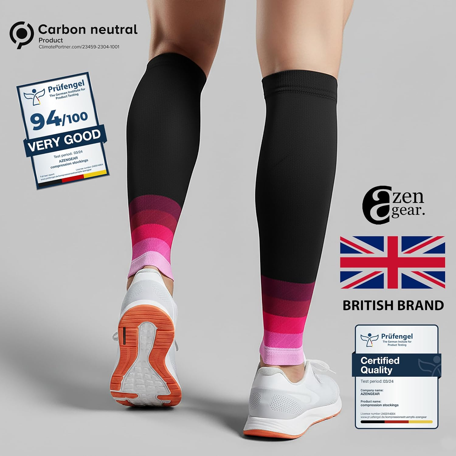 Thumbnail 2 de aZengear Calf Compression Sleeves (L–XL) for Shin Splints, Calf Support & Muscle Cramps – Pink/Black