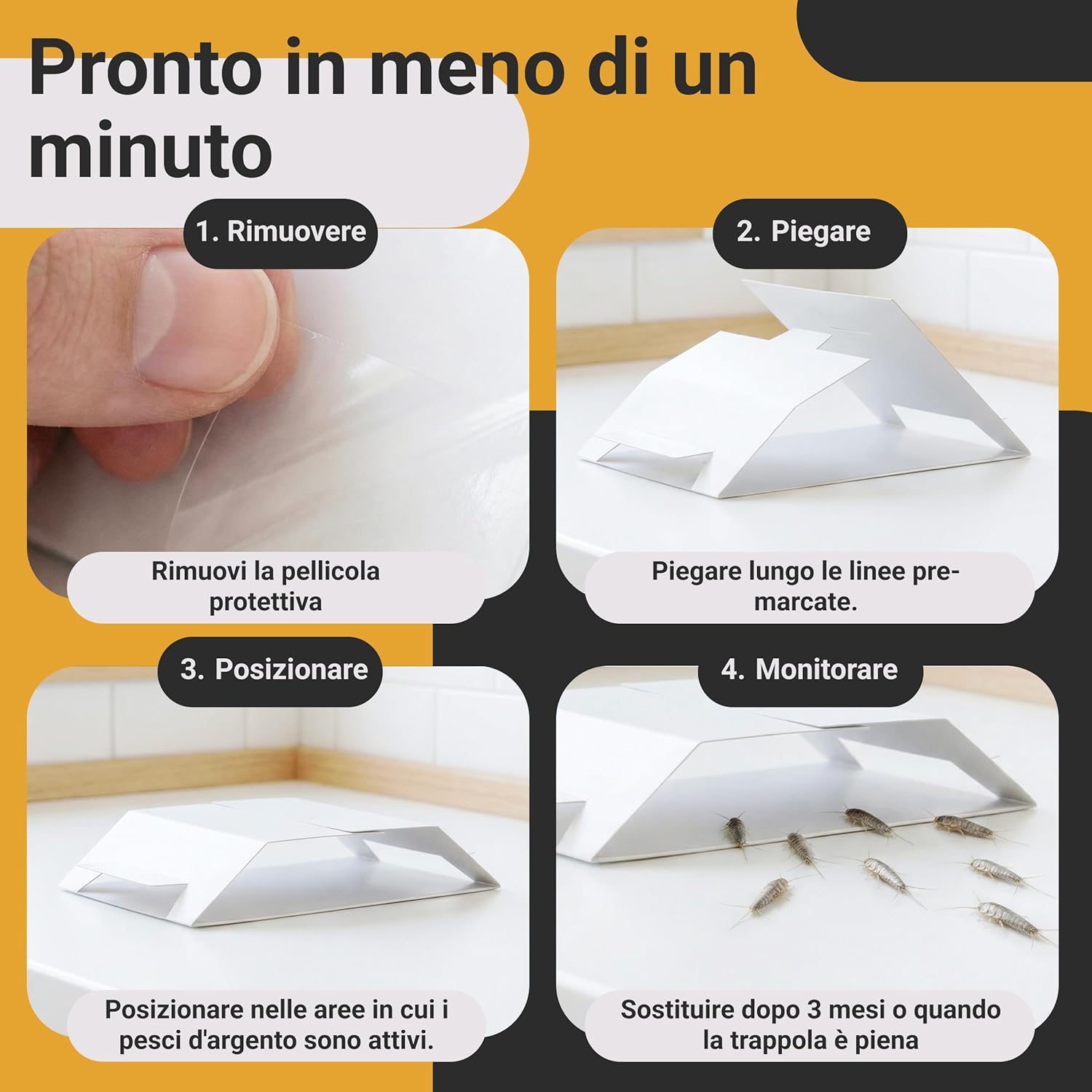 Detalle de Proxinova Trappole Pesciolini d'argento – Trappole adesive con esca naturale, 12 settimane di monitoraggio