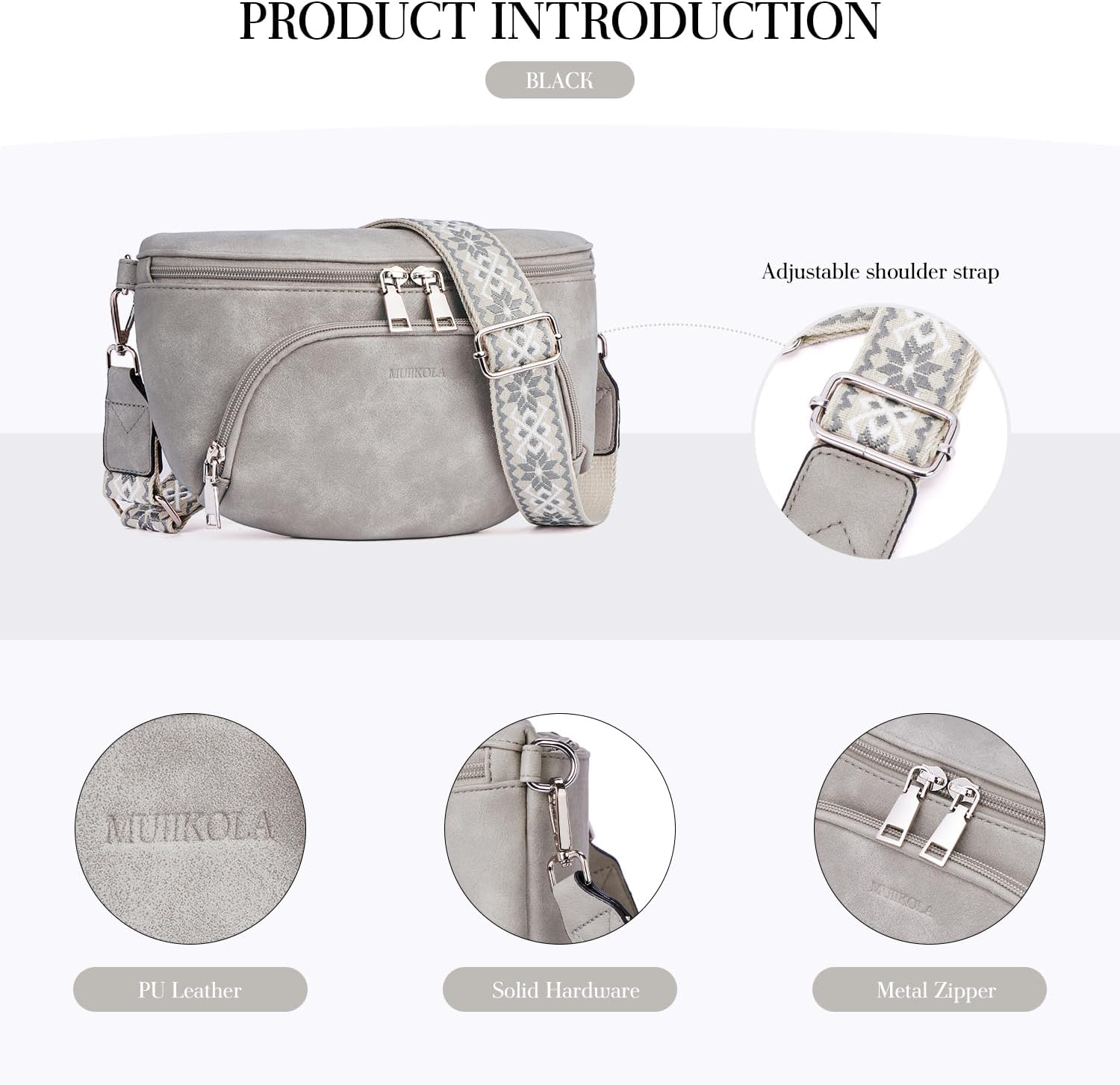 Thumbnail 4 de MUIIKOLA kleine Umhängetasche für Damen – Crossbody/Bauchtasche mit RFID-Kartenetui