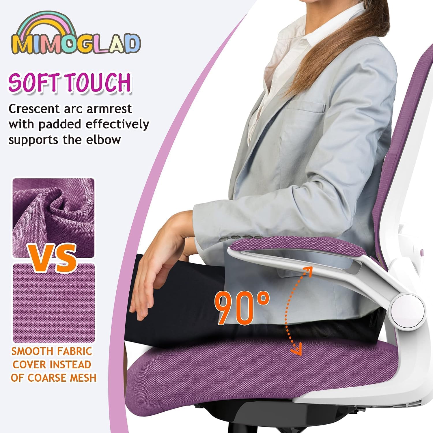 Detalle de Mimoglad OC-5188 Home Office Chair, Orchid Mesh with Adjustable Lumbar Support