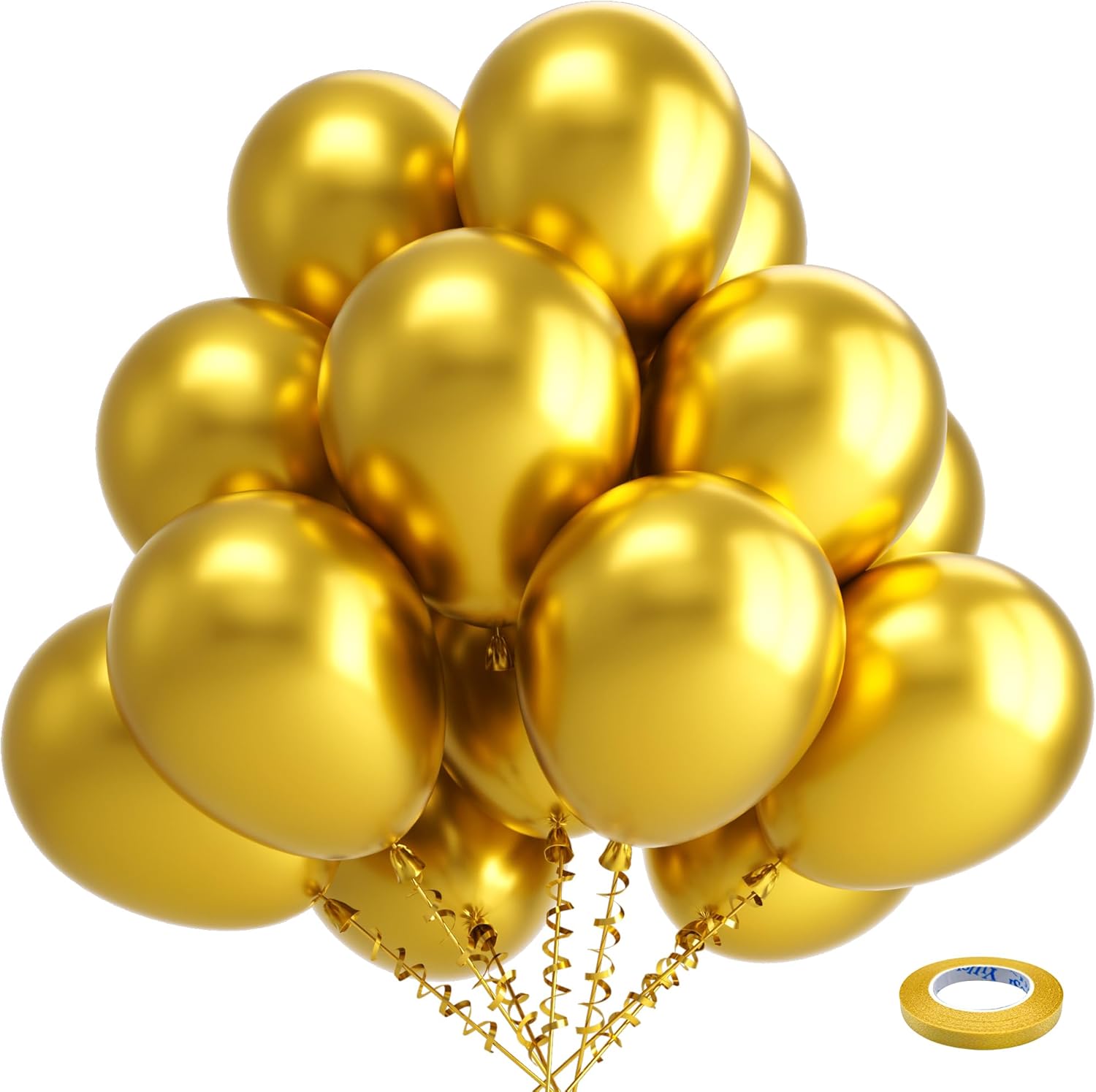 Gold latex party balloons 100 pack, 12 inch